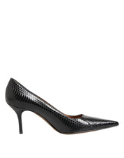 Black Exotic Leather Stiletto Pumps Shoes