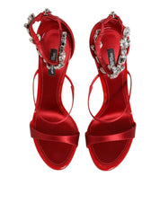 Red Satin Crystal Sandals - Dolce & Gabbana