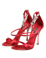 Red Satin Crystal Sandals - Dolce & Gabbana