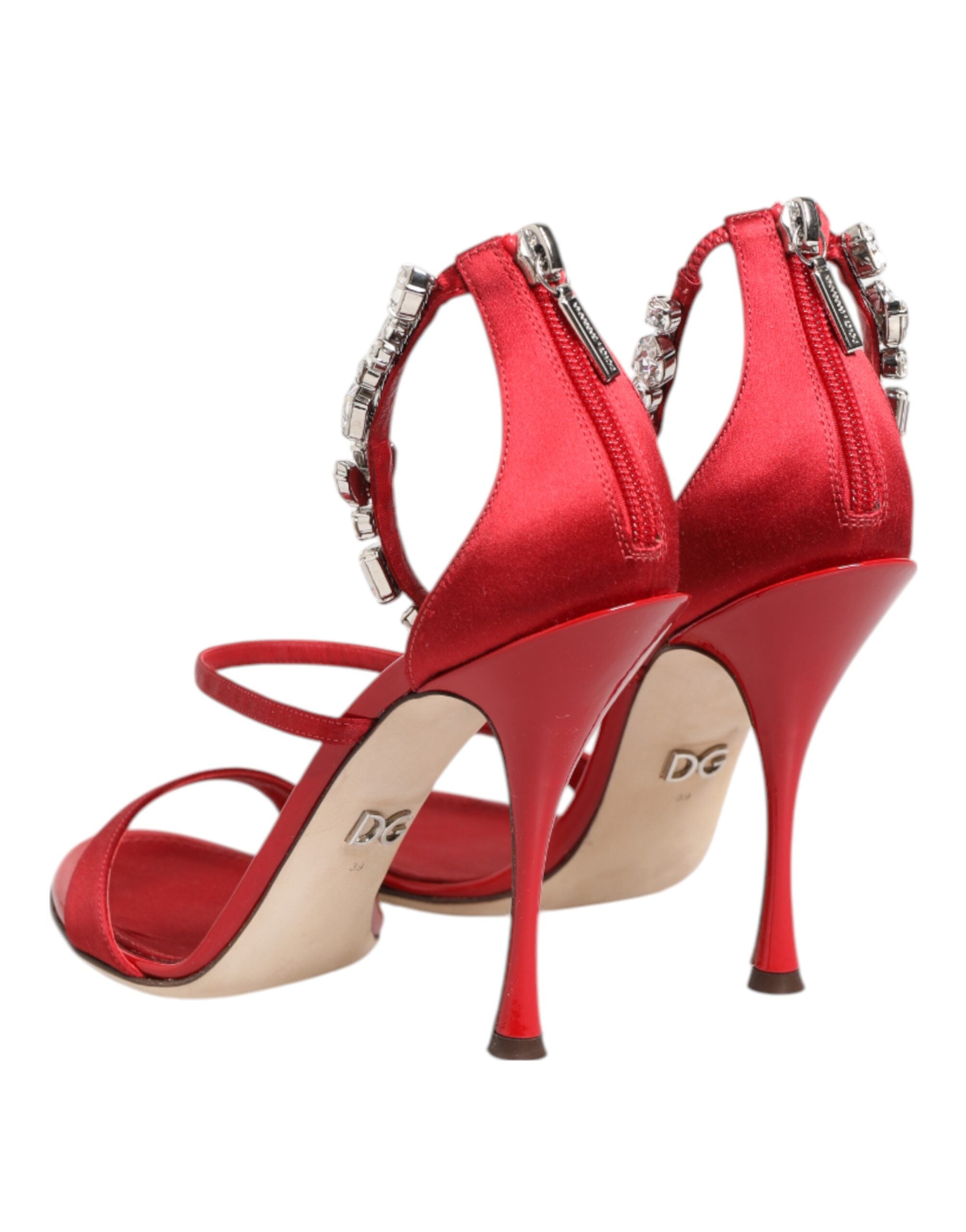 Red Satin Crystal Sandals - Dolce & Gabbana