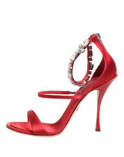 Red Satin Crystal Sandals - Dolce & Gabbana