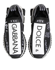 Black White Polyester Blend Low Top Sneakers with Logo Details