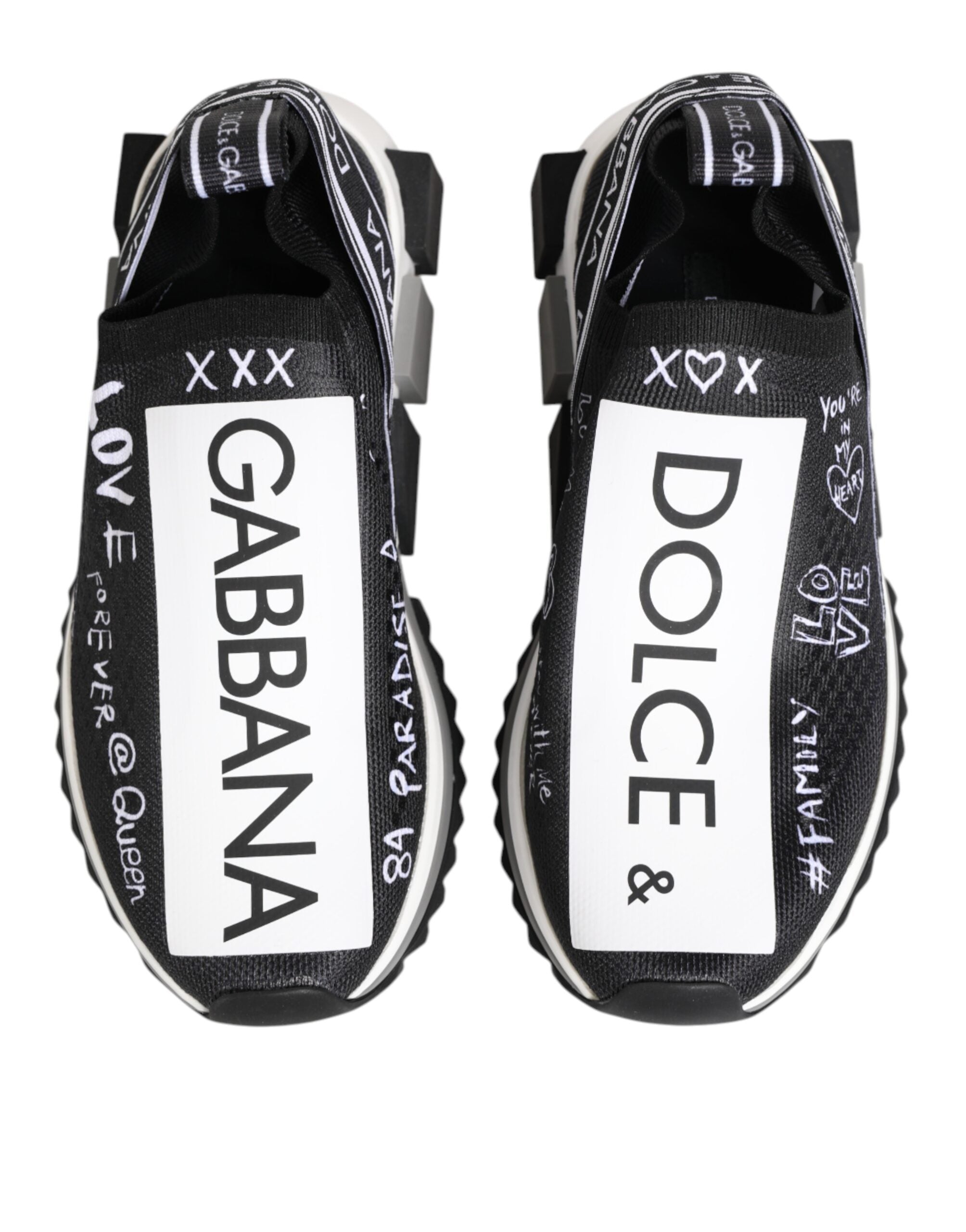 Black White Polyester Blend Low Top Sneakers with Logo Details