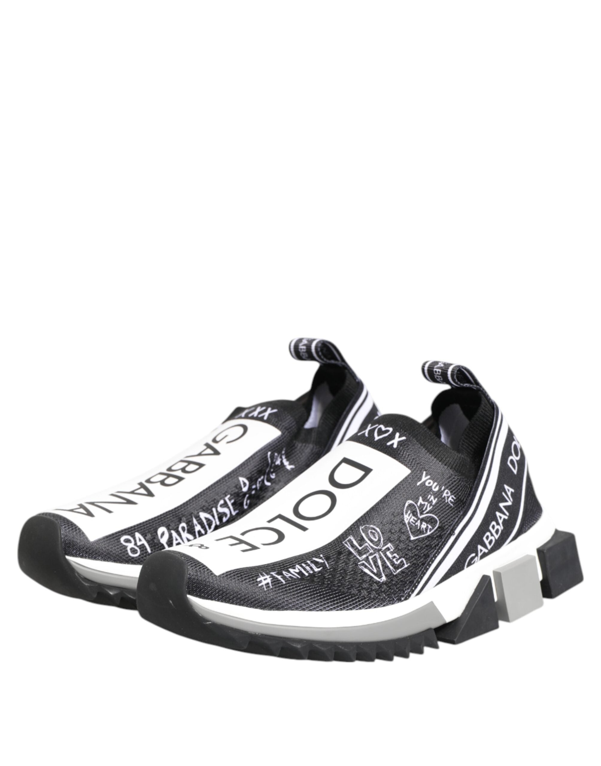 Black White Polyester Blend Low Top Sneakers with Logo Details