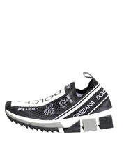 Black White Polyester Blend Low Top Sneakers with Logo Details