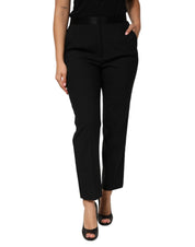 Black Wool HighWaist Tapered Trouser Pants