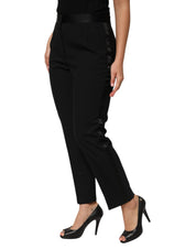 Black Wool HighWaist Tapered Trouser Pants