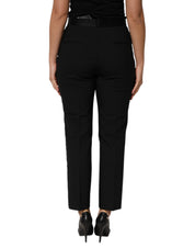 Black Wool HighWaist Tapered Trouser Pants