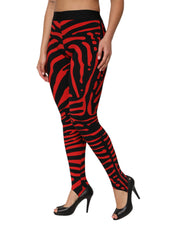Black Red Nylon Logo Waisted Leggings Pants
