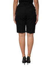 Black Zip Detailed Wool Straight Leg Pants