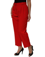 Red HighWaist Straight Women Trouser Pants