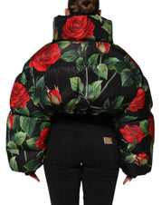 Multicolor Floral Puffer Coat Full Zip Jacket