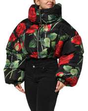 Multicolor Floral Puffer Coat Full Zip Jacket
