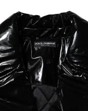 Black Polyester Quilted Puffer Coat Jacket
