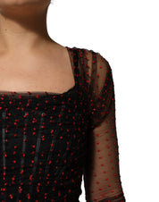 Black Lace Trim Long Sleeve Sheath Mini Dress