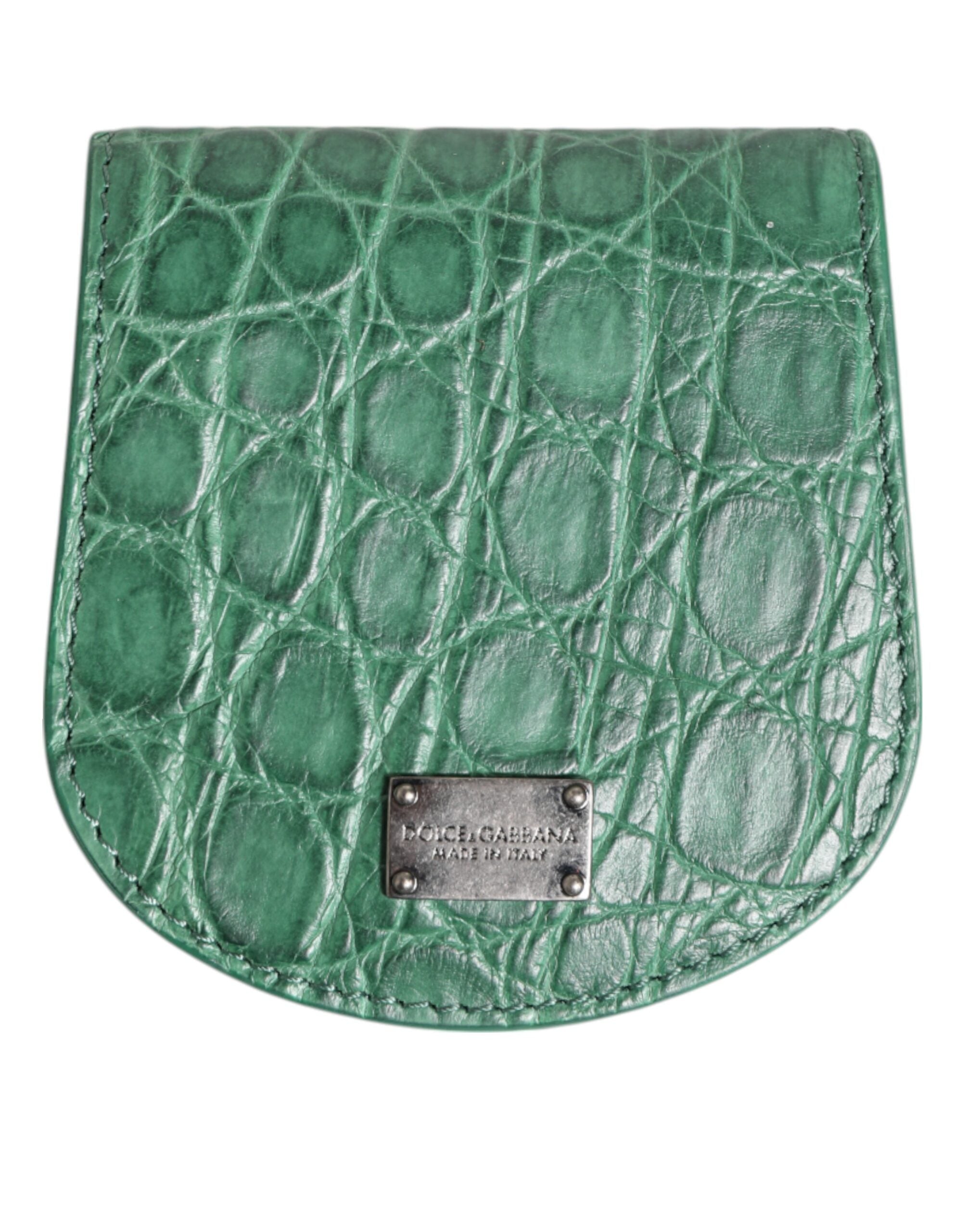 Grönt Caiman Läderfodral – Mini Pocket Case med Logodetaljer