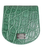 Grönt kondomfodral med mynt och exotisk hud, ficka, plånbok