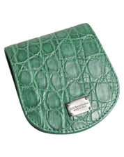 Grönt Caiman Läderfodral – Mini Pocket Case med Logodetaljer