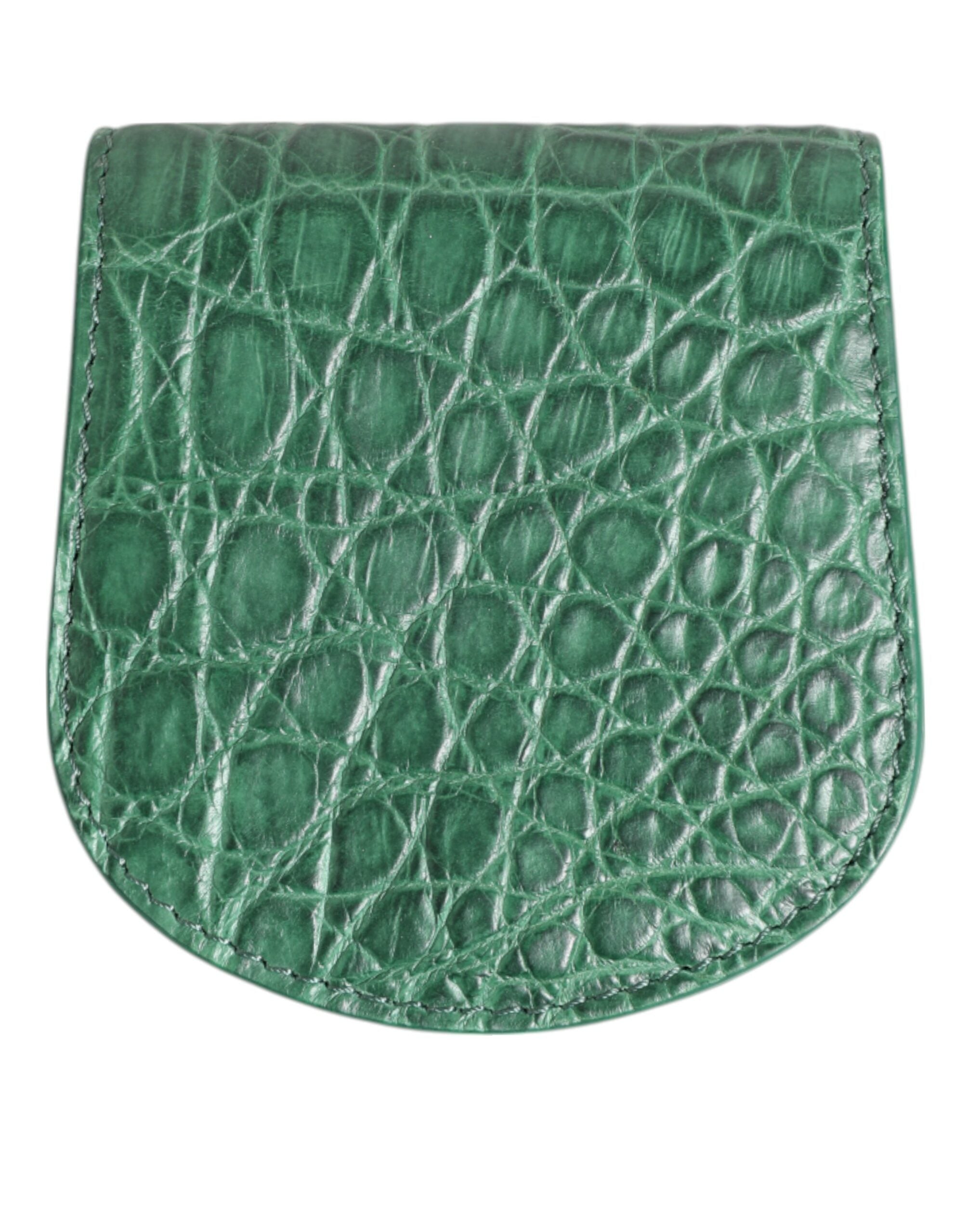 Grönt Caiman Läderfodral – Mini Pocket Case med Logodetaljer