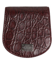 Bordeaux Caiman Läderfodral – Mini Pocket Case med Logodetaljer