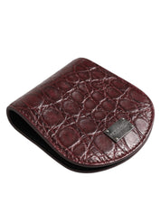 Bordeaux Caiman Läderfodral – Mini Pocket Case med Logodetaljer