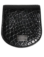 Svart Caiman Läderfodral – Mini Pocket Case med Logodetaljer