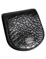 Svart Caiman Läderfodral – Mini Pocket Case med Logodetaljer