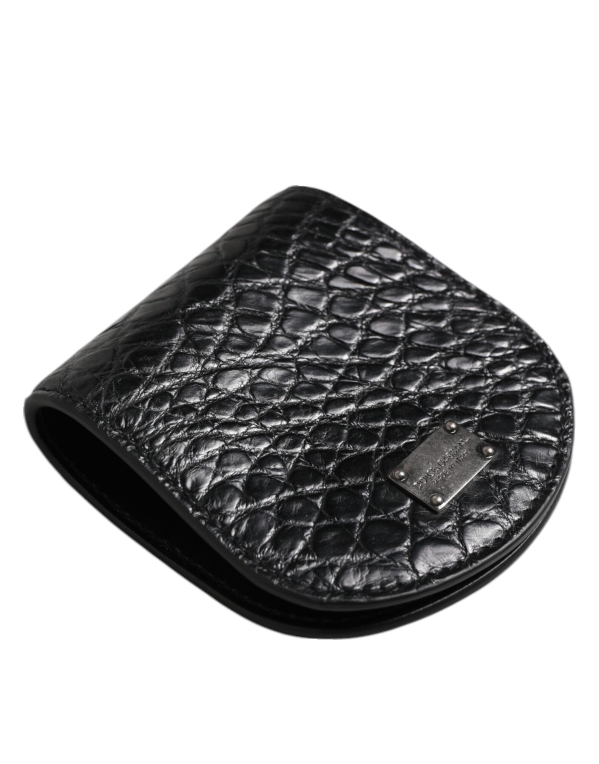 Svart Caiman Läderfodral – Mini Pocket Case med Logodetaljer
