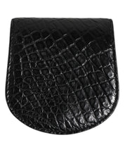 Svart Caiman Läderfodral – Mini Pocket Case med Logodetaljer