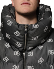Black DG Monogram Full Zip Puffer Men Jacket