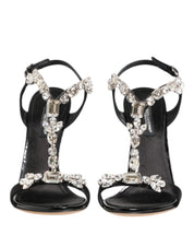 Black Keira Crystals Heels Sandals Shoes