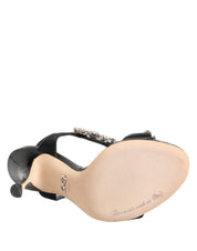 Black Keira Crystals Heels Sandals Shoes