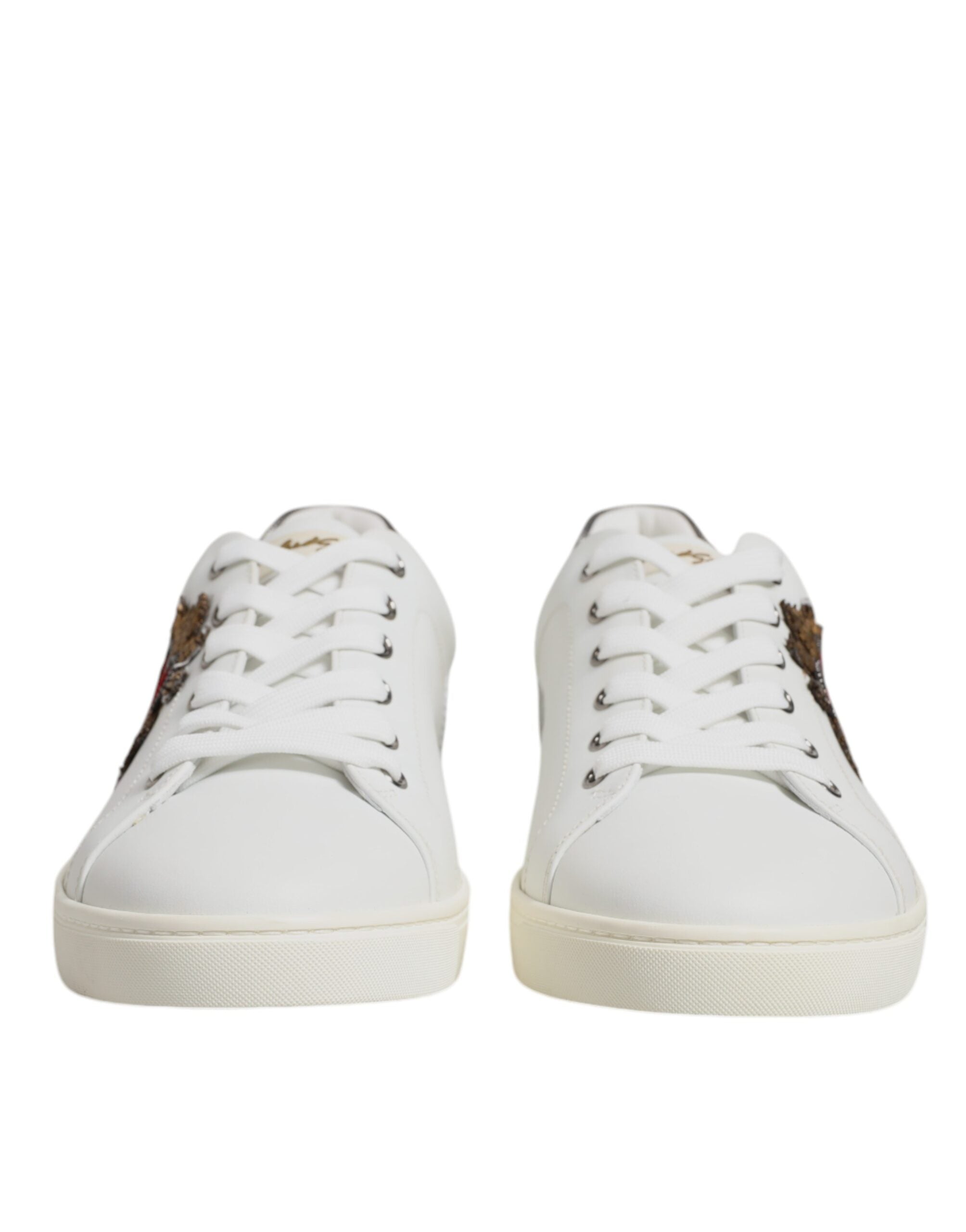 Dolce & Gabbana White Calf Leather Low Top Sneakers