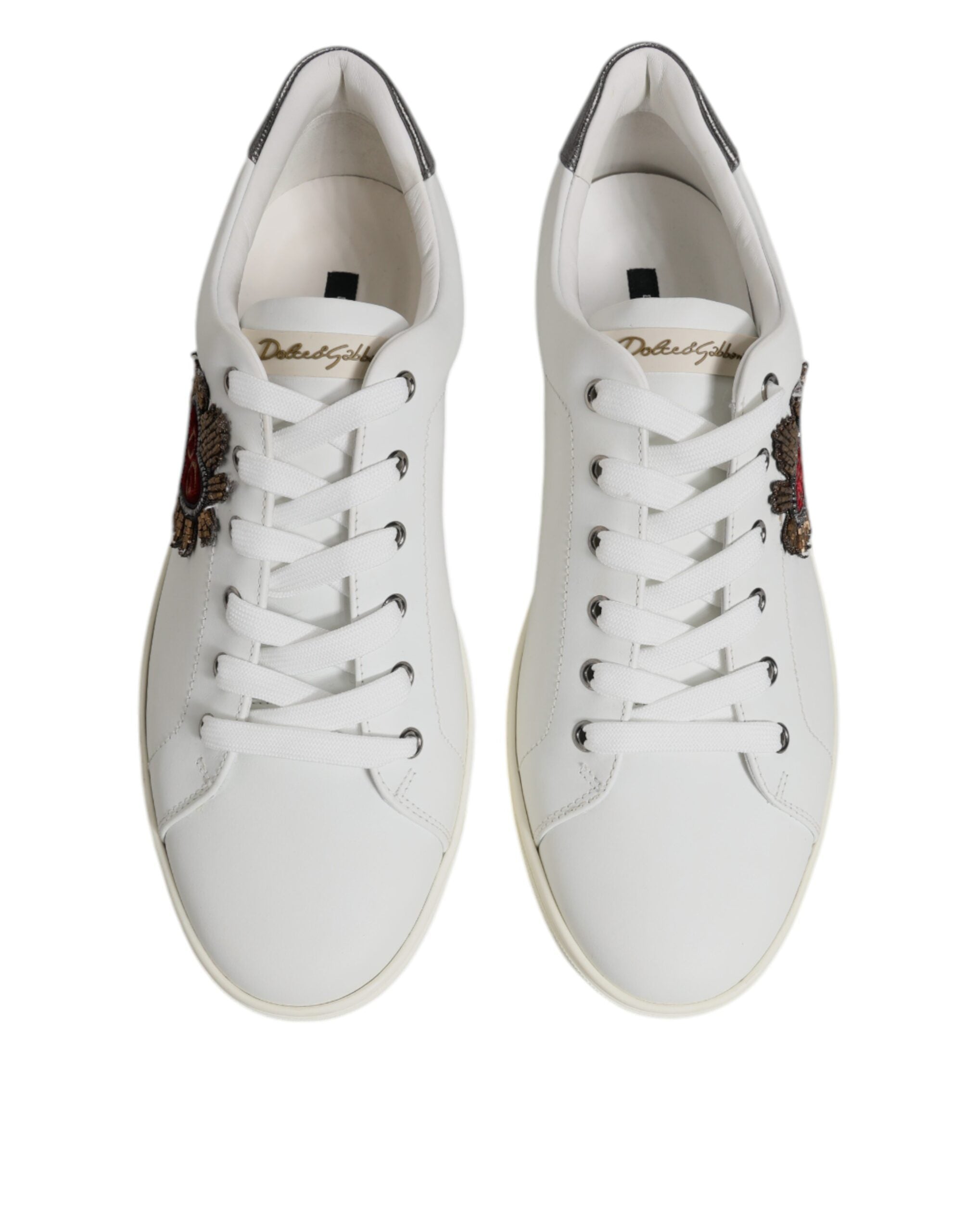 Dolce & Gabbana White Calf Leather Low Top Sneakers