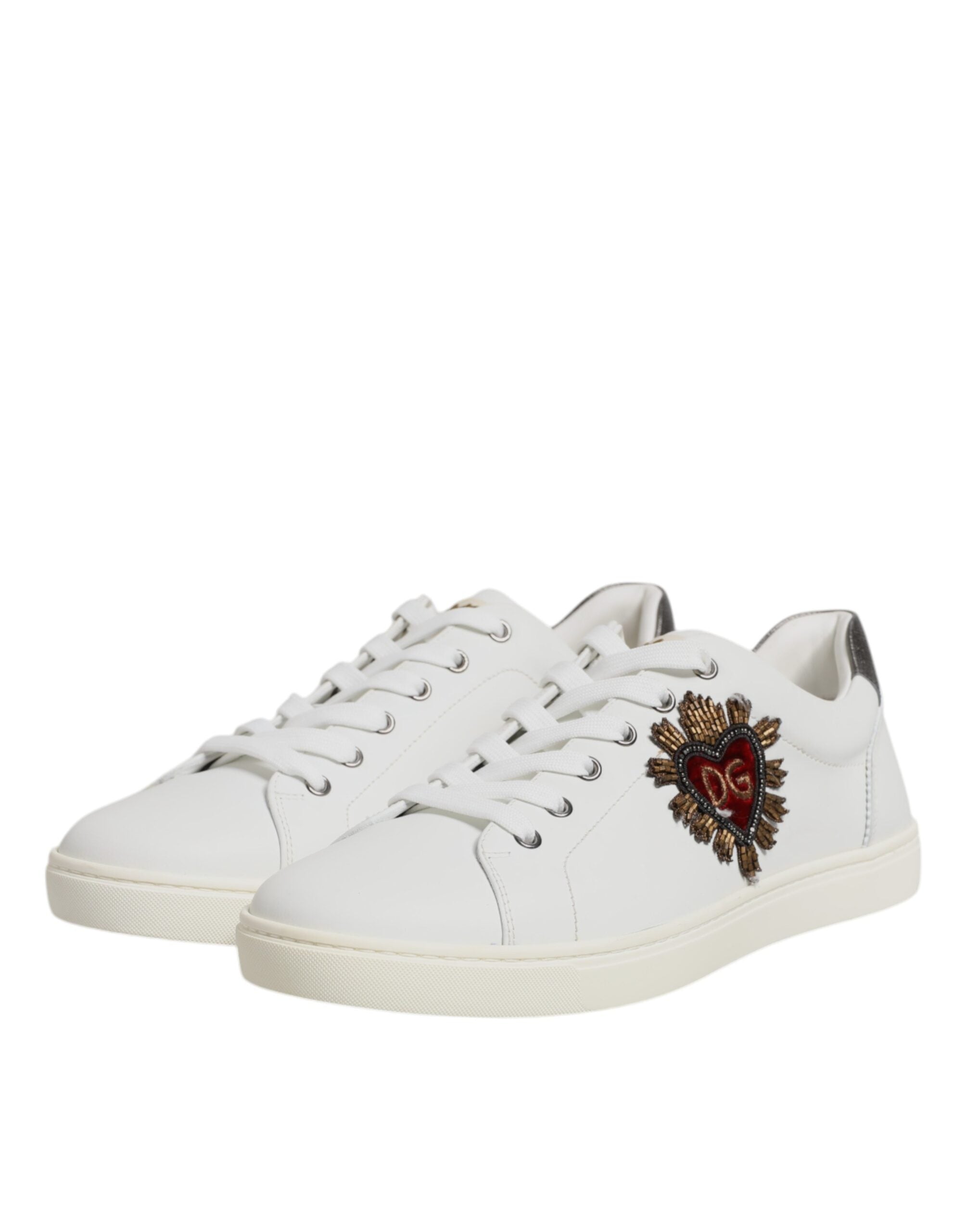 Dolce & Gabbana White Calf Leather Low Top Sneakers