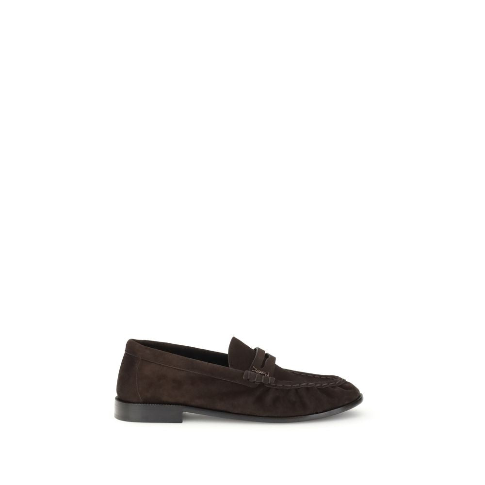 Saint Laurent Brown Calf Leather Slip-On Loafers
