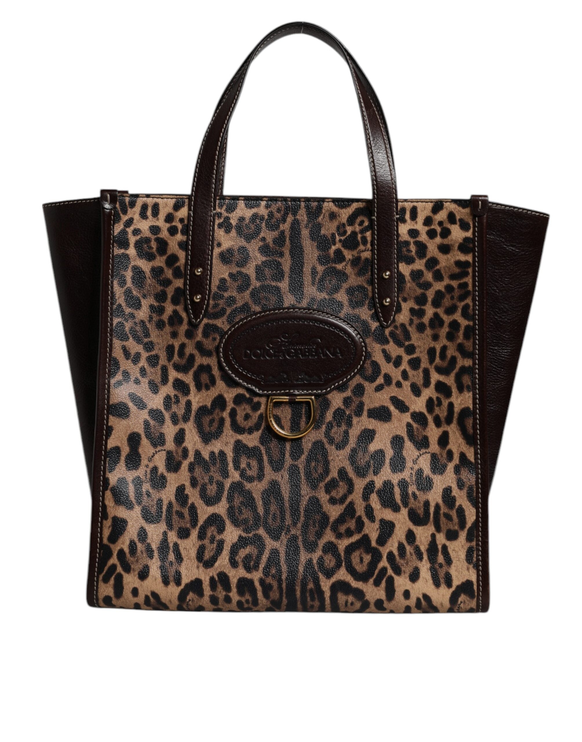 Flerfärgad leopardmönstrad shoppingväska/axelväska för kvinnor.