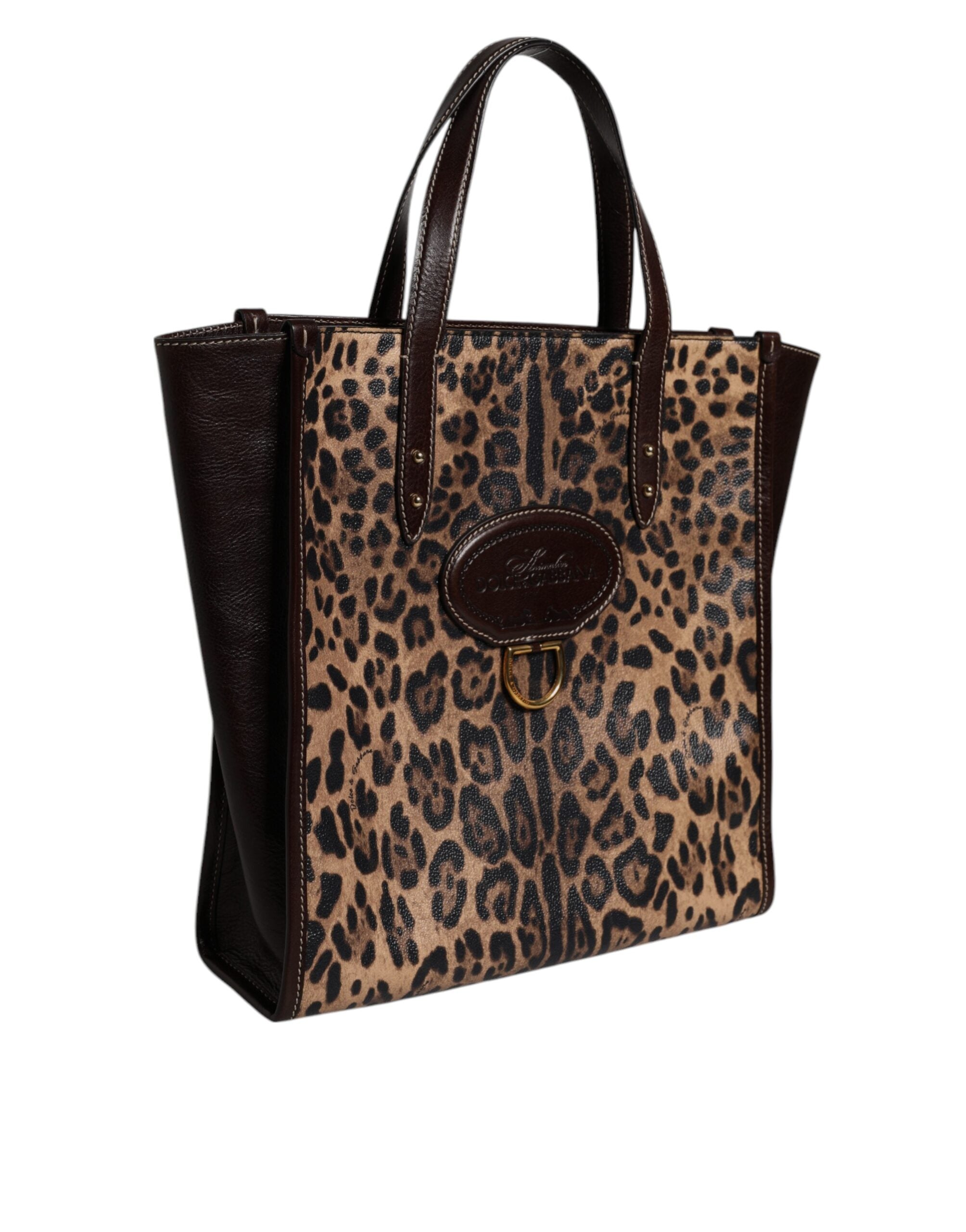 Flerfärgad leopardmönstrad shoppingväska/axelväska för kvinnor.