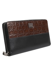 Black Brown Exotic Leather Men Continental Clutch Wallet