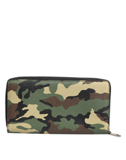 Multicolor Camouflage Logo Zip Around Continental Wallet