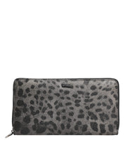 Dolce & Gabbana Black Gray Leather Zip Around Wallet