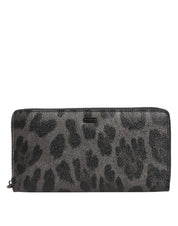 Dolce & Gabbana Black Gray Leopard Leather Wallet