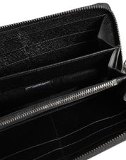 Black Leather Zipper Continental Wallet #DGFAMILY