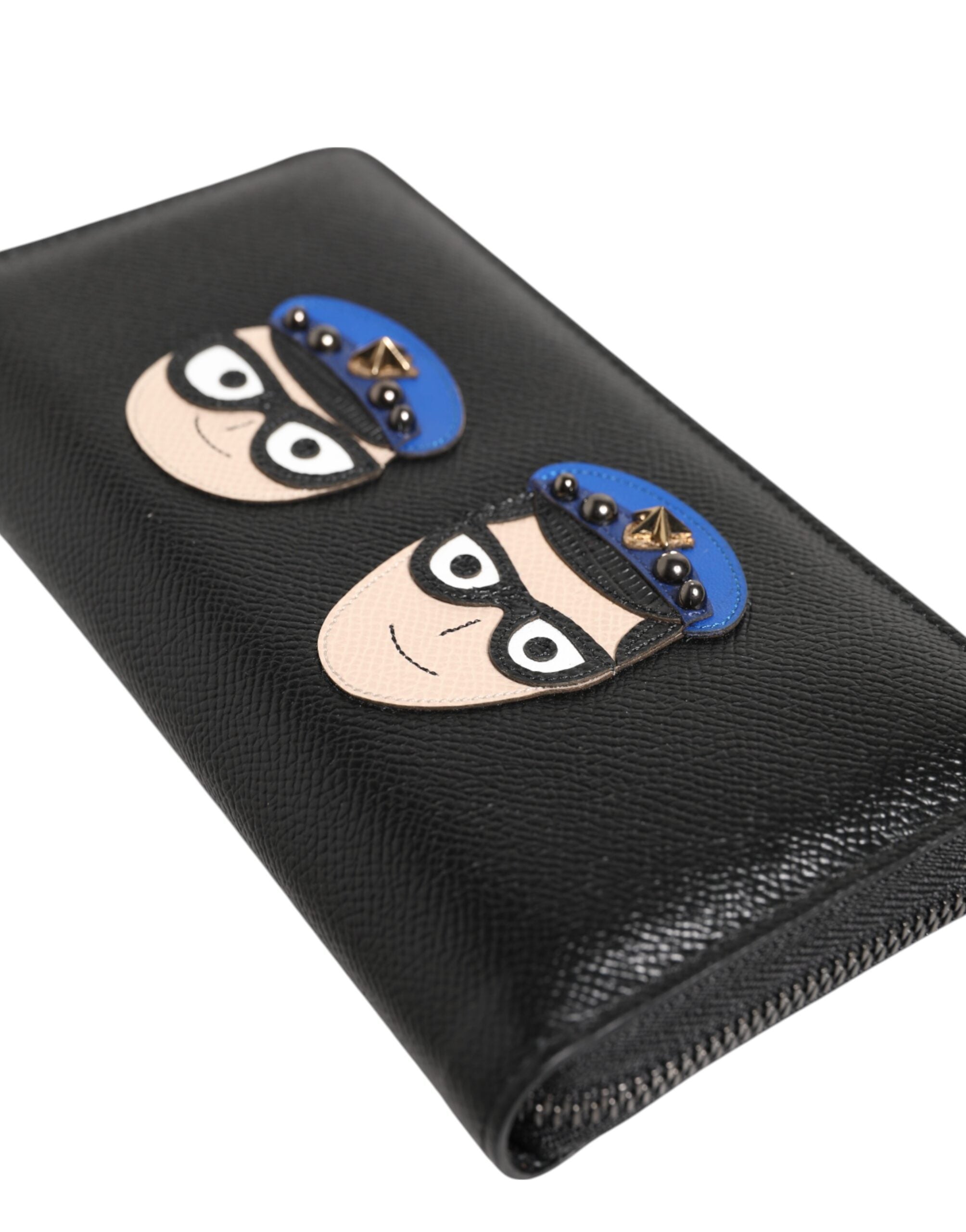 Black Leather Zipper Continental Wallet #DGFAMILY