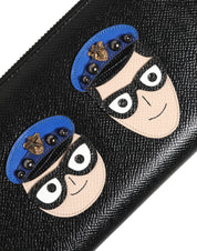Black Leather Zipper Continental Wallet #DGFAMILY