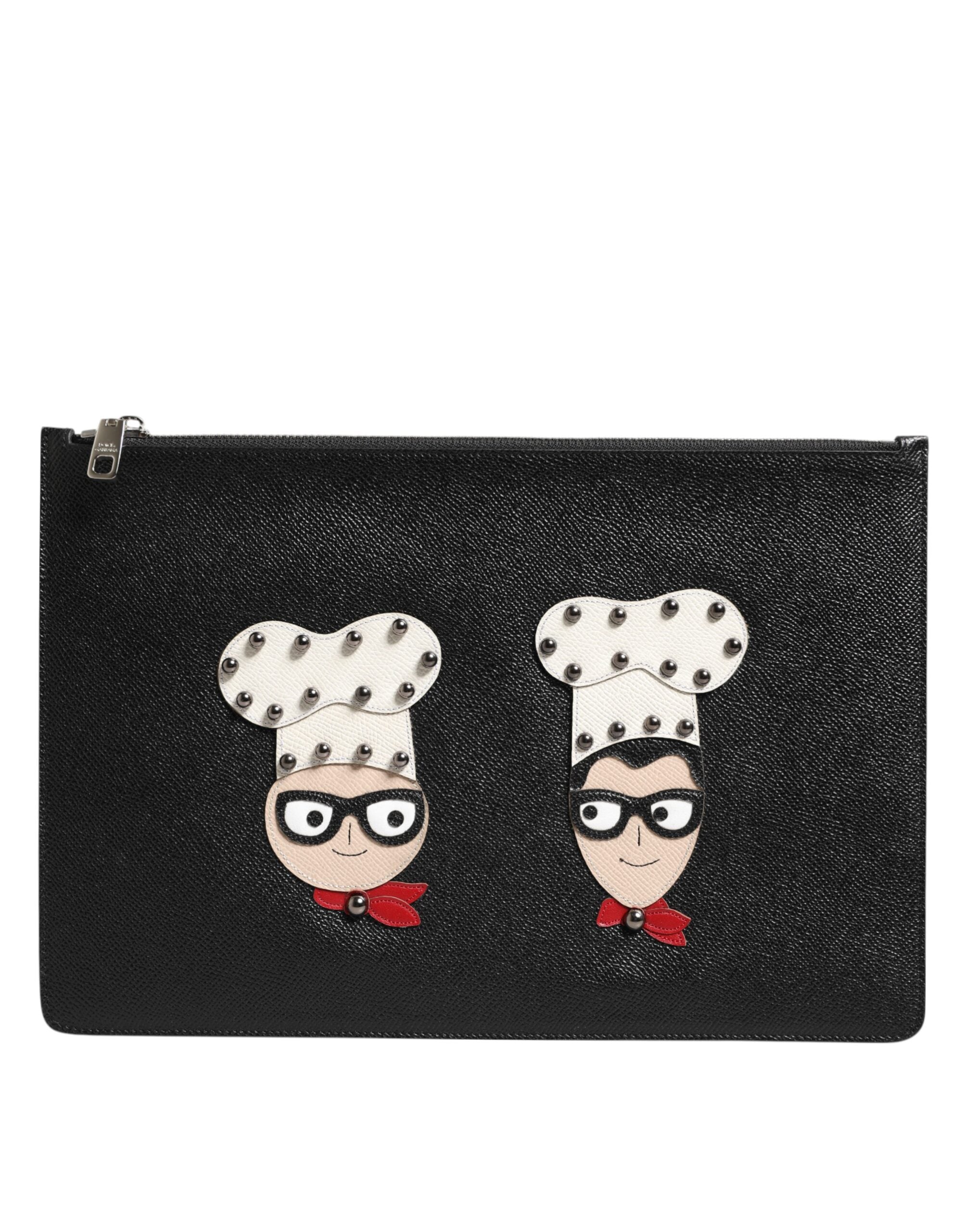 Dolce & Gabbana Black Leather Clutch Pouch Bag