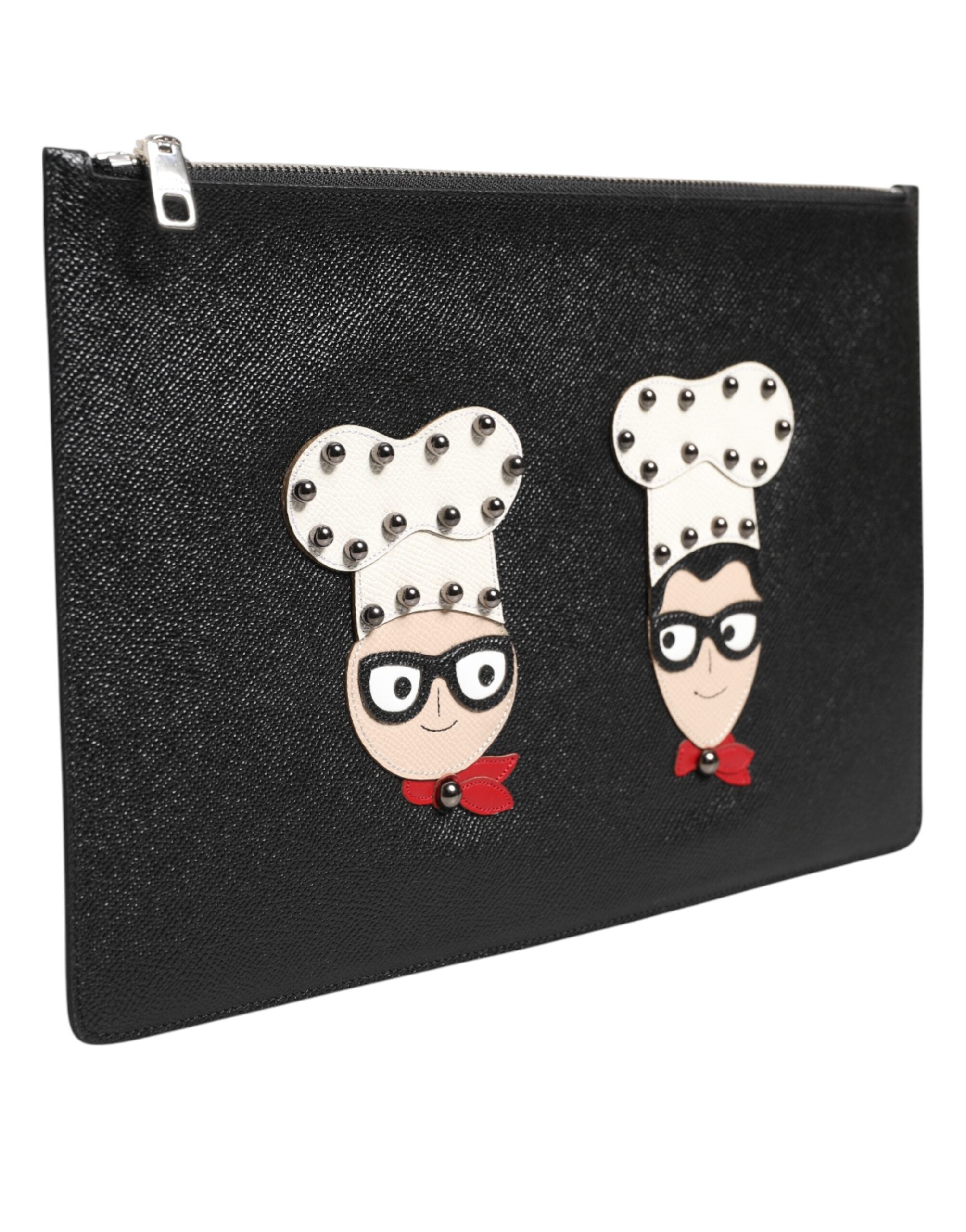 Dolce & Gabbana Black Leather Clutch Pouch Bag