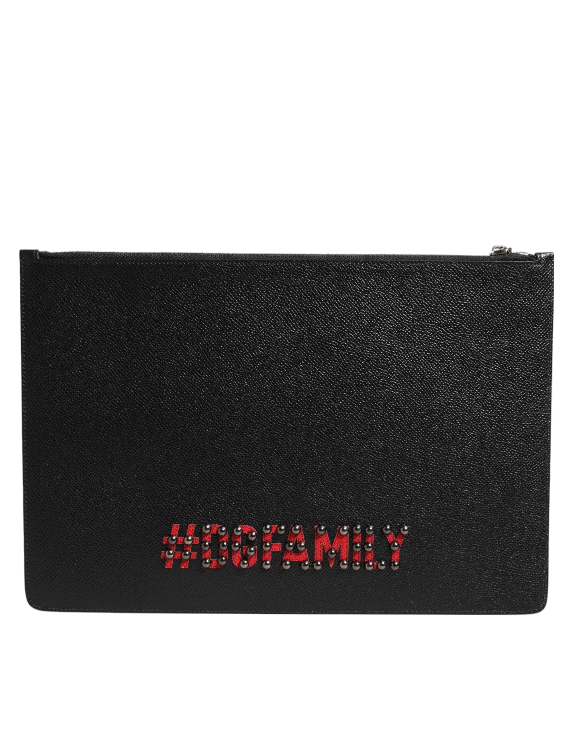 Dolce & Gabbana Black Leather Clutch Pouch Bag