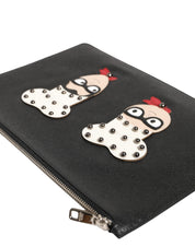 Dolce & Gabbana Black Leather Clutch Pouch Bag