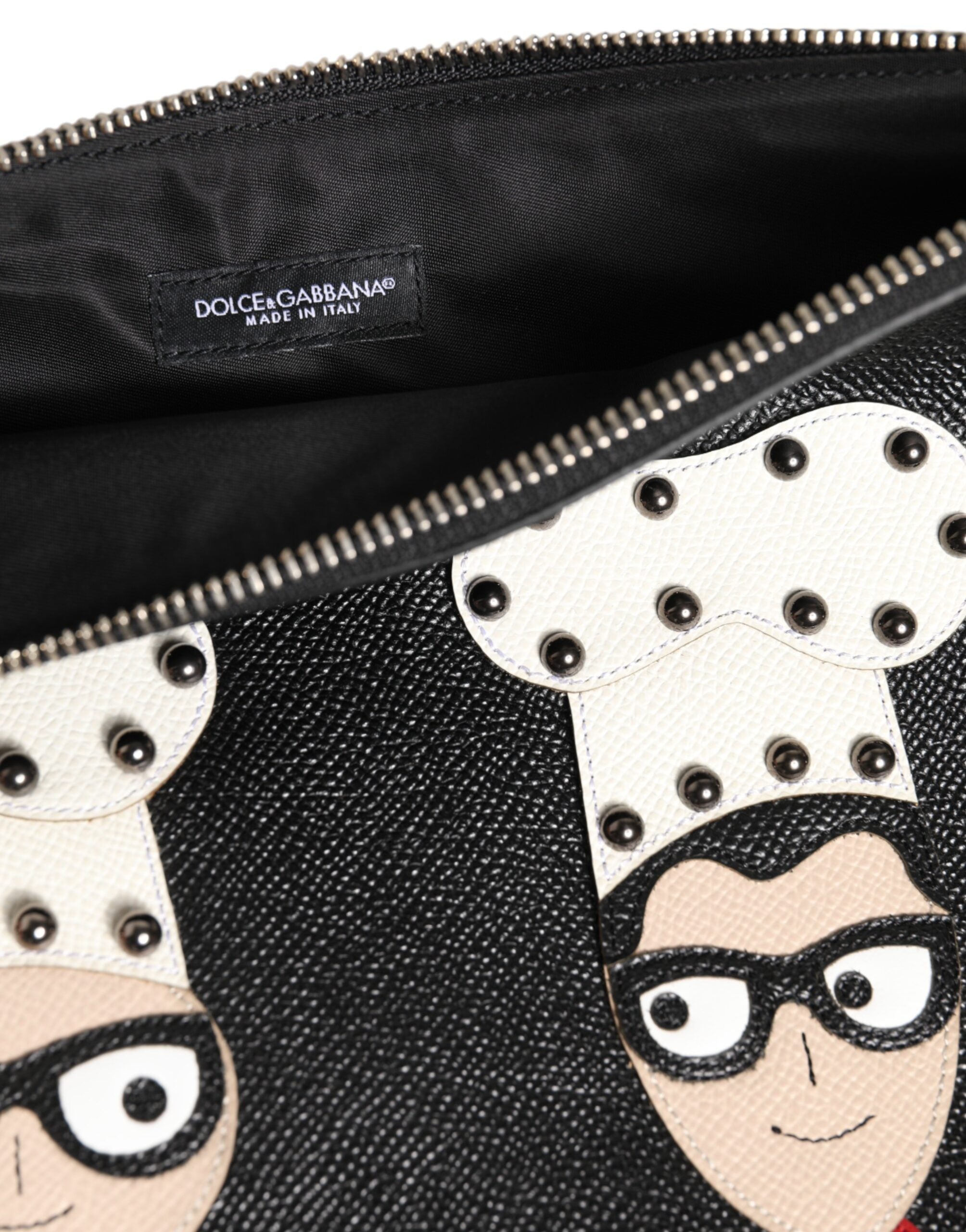 Dolce & Gabbana Black Leather Clutch Pouch Bag